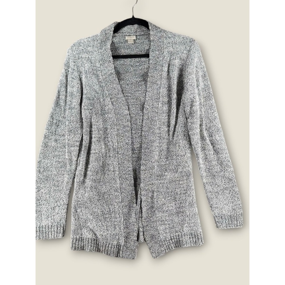 JCrew Womens Black White Marled Open Front Cardigan Sweater F4733 Size M